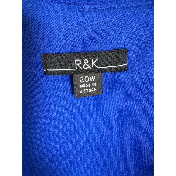 Blue Stretch Knit Short Sleeve Classic Dress with Belt Size 20W 2X New Plus Size - Picture 3 of 5